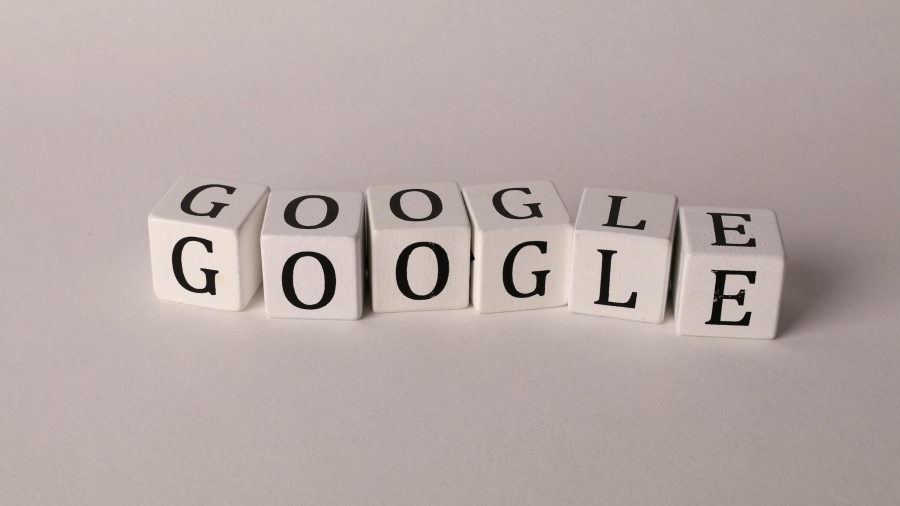 White blocks with letters spelling Google, symbolizing search and SEO concepts.